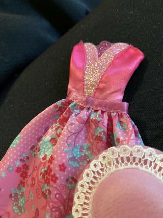 Pretty Barbie Doll Pink satin skirt with top and hat 3