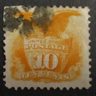 1869 Us S 116 10c Shield And Eagle,  Yellow Perf Issues - Fine Stamp
