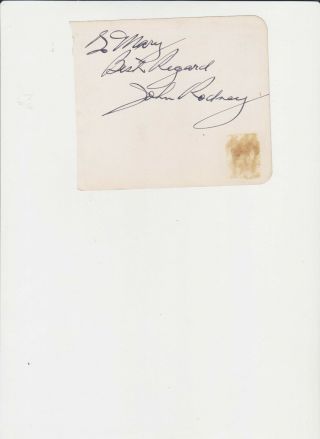 John Rodney Actor Autograph On Old Album Page