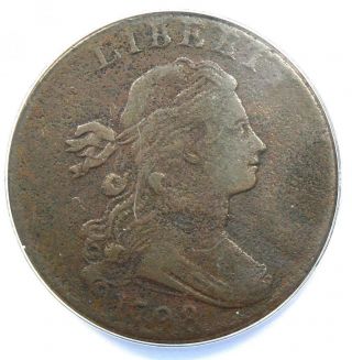 1798 Draped Bust Large Cent 1c Coin - Certified Anacs F15 Details - Rare Date