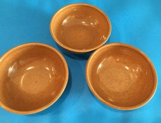3 Russel Wright Iroquois Bowls 5 1/4 " 2 " Deep Euc Mcm Ripe Apricot