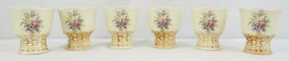 Set Of 6 Vintage Egg Cups With Tulip,  Rabbit,  Butterfly,  And Basket Weave Design