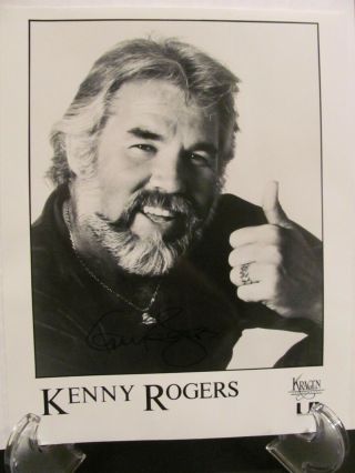 Kenny Rogers Autographed Signed 8x10 Promo Black & White Photograph Kragen & Co.