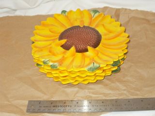 Pier 1 Imports Set Of 4 Sunflower Plates 7 " Yellow Brown Green