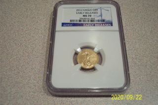 2012 Eagle G$5.  00 Early Releases Ms70 Gold Coin