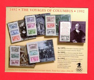 Scott 2624 - 2629 Voyages Of Columbus United States Stamps Mnh 6 Souvenir Sheets