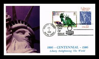 Us Cover Statue Of Liberty Centennial Fdc Joint Issue Combo Pasted On Cachet