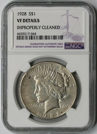 1928 Peace Dollar $1 Vf Details Ngc