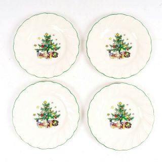 4 Vintage Nikko Christmas Happy Holidays Bread And Butter Plates 7 " A
