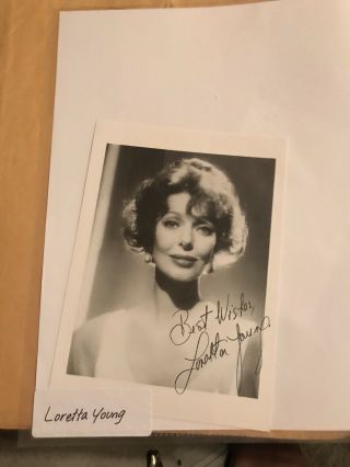 Loretta Young Signed/autographed 5x7 Photo Actress Vintage Black And White