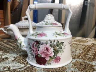 Arthur Wood Porcelain Tea Pot 20 Oz Floral Embossed Numbered England