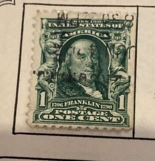 Ben Franklin Series 1902 One Cent Stamp Postmarked