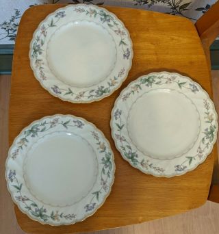 Noritake Brookhollow Bone China 8 1/4 " Salad Plates Set Of 3 Ivory Floral 4704