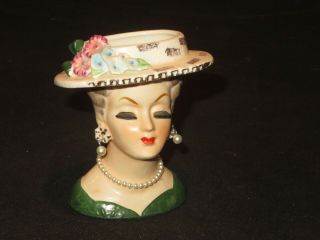 Vintage Sonsco Head Vase Pottery Planter Figurine Headvase Japan Pearl (z65)