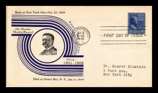 Dr Jim Stamps Us Theodore Roosevelt President Fdc Cover Scott 830