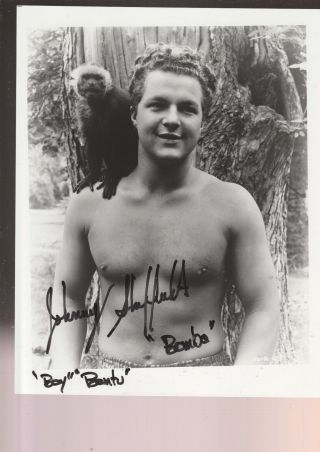 8x10 B/w Signed Photo Of Johnny Sheffield,  Was Bomba In Jungle Boy