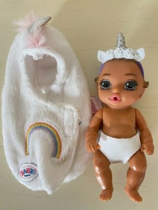 Zapf Creation Baby Born 4 " Mini Doll Miniworld In Unicorn Costume Htf