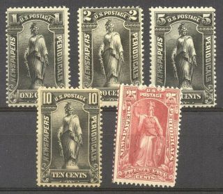 U.  S.  Pr114 - 18 Nh - 1895 1c - 25c Newspaper Stamps ($140)