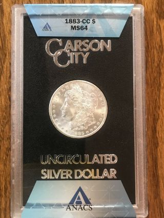 1883 Cc Morgan Silver Dollar In Gsa Holder (no Box Or),  Anacs Ms 64