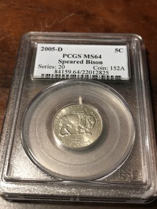 2005 D Pcgs Ms64 5c Jefferson Nickel Us Five Cents Speared Bison Error Rare