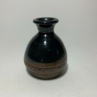 Bethel Pike Pottery - Black Bud Vase / Weed Pot.  - Alan Patrick Indiana Pottery