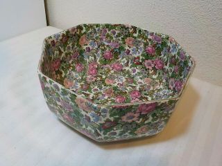 Vintage Ducal A.  G.  R.  & Co.  England Chintz Octagon Shaped Bowl Birds & Flowers