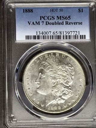 1888 P Pcgs Ms65 Vam 7 Doubled Reverse Hot 50 Morgan Silver Dollar Coin