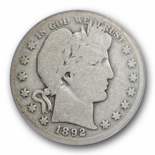 1892 O 50c Barber Half Dollar Anacs Ag 3 About Good Key Date Coin