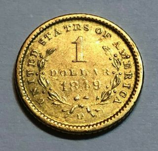 1849 - O Us G$1 Liberty Head Gold One Dollar Coin