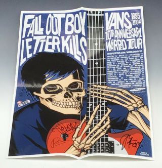 Fall Out Boy Autographed Concert Poster Vans Warped Tour 10th Anniversary 95 - 04