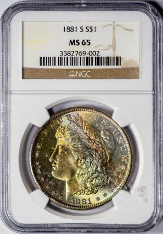 1881 - S Morgan Ngc Ms65 Colorful Toned Silver Dollar Gem