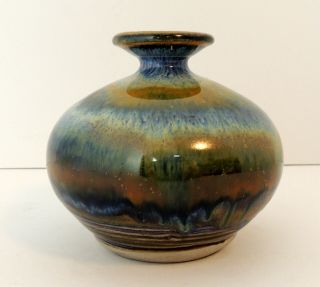 Lakewood Pottery Silver City Bud Vase Jar Drip Glaze Arts & Crafts Style