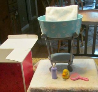 American Girl Doll Pet Bath Set W Box - Shampoo,  Brush,  Duck,  Towel Mib