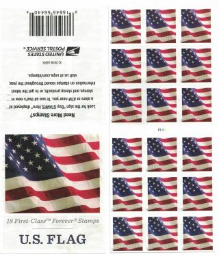 2017 Us Stamp - Us Flag - Forever Atm Pane Of 18 - Scott 5162/5162a