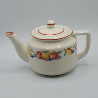 HARKER POTTERY BAKERITE RED APPLE & PEAR TEAPOT COFFEE PIT 2