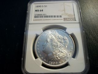 1890 S Morgan Silver Dollar Ngc Ms64 (strong Strike/bright White)