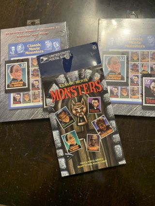 Usps Classic Movie Monsters - Postal Card Lot - 3 Packages