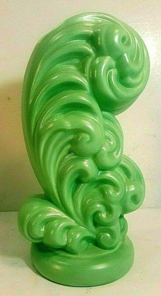Vintage Jade Green Glazed Pottery Vase 10 " Tall