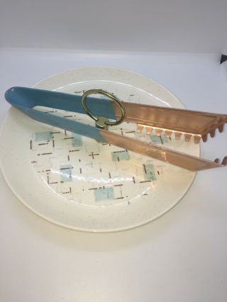 Vintage Vernon Ware By Metlox Heavenly Days Serving Plate With Tongs