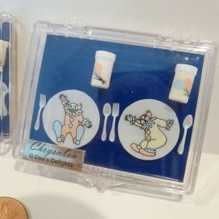 MINIATURE CLOWN PLATES WITH SPOONS FORKS AND CUPS (4 OF EACH) 2