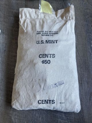 1982 P Uncirculated Penny Cent Canvas Bank Bag 5000 Coins $50 Face Copper