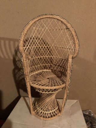 Wicker Peacock Chair For Doll Or Bear 15 Inch”