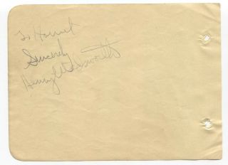 Henry Wadsworth And Roscoe Ates Signed Album Page Vintage Autographed Signature