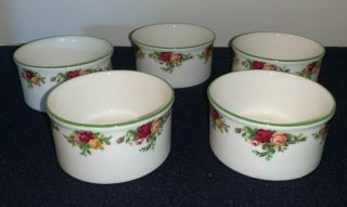 (set Of 5) Royal Albert Old Country Roses 3 1/2 " Custard Cups Ramekins