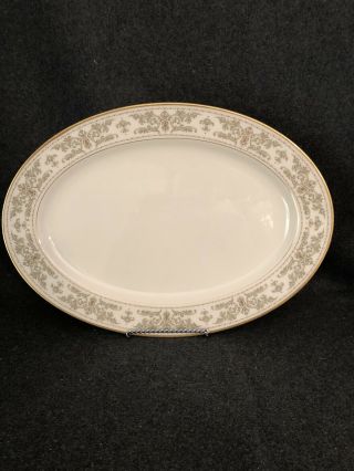Lenox Noblesse China 16” Oval Serving Platter Medium Gold Trim Made In Usa