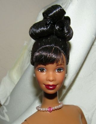 Nude Barbie Doll Aa African American Fancy Updo Hair For Ooak