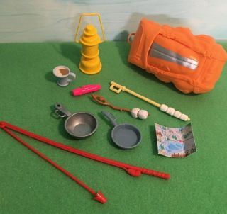 Barbie Camping Accessories: Backpack,  Marshmallow Sticks,  Lantern,  Flashlight