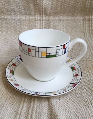 Kate Spade York Lenox Gramercy Park Tea Cup,  Saucer Htf Mondrian 80s Style
