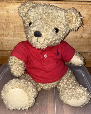 Polo Ralph Lauren Teddy Bear With Red Polo Shirt Stuffed Animal Plush Toy 16 "