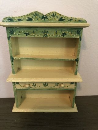 Dollhouse Miniature Hand - Painted Kitchen Hutch Furniture Wood 1:12 Scale